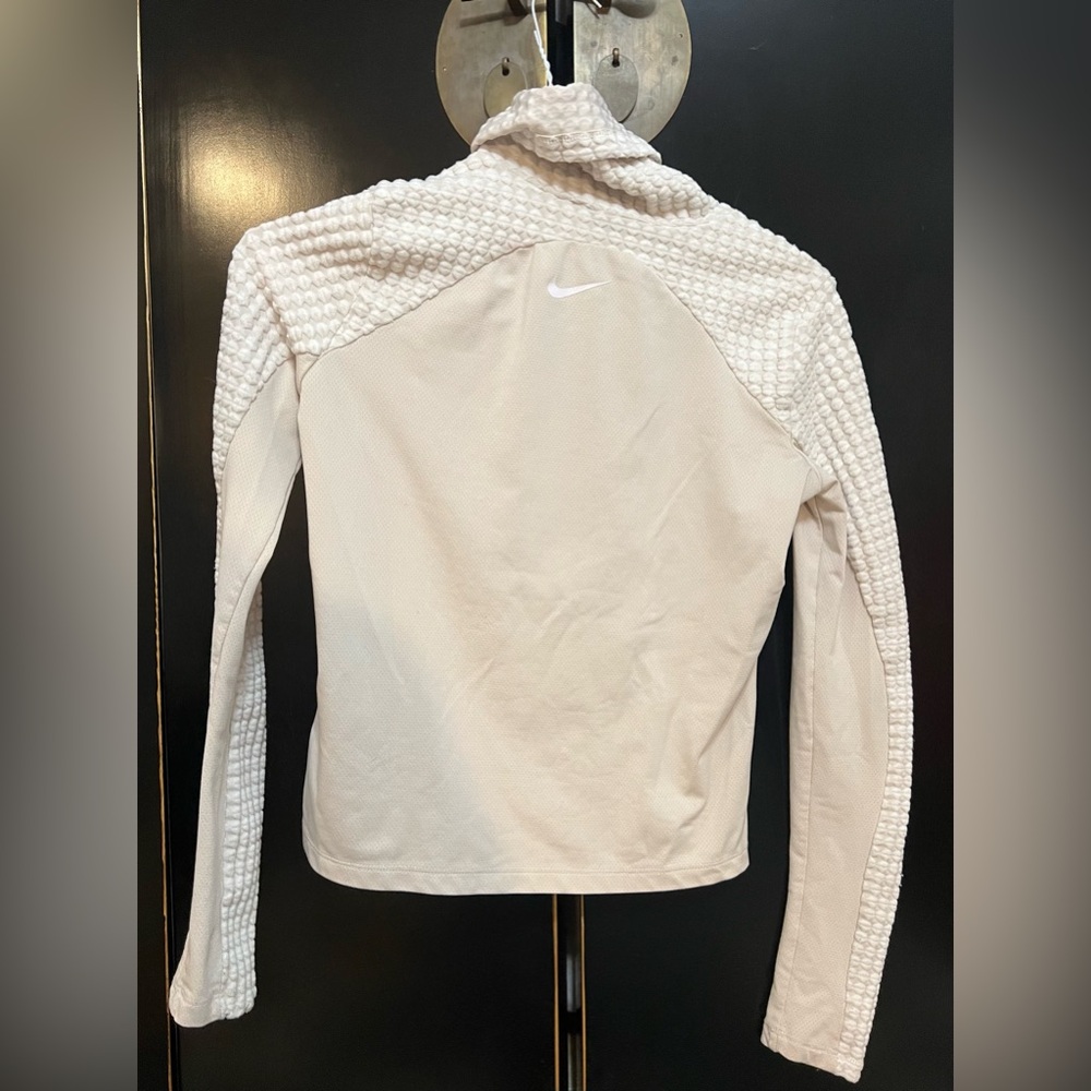 Nike White Fitted Ribbed Long Sleeve Sweatshirt (Small)